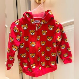 Moschino Baby Kids Red Teddy Bear Zip Hoodie 18-24 months